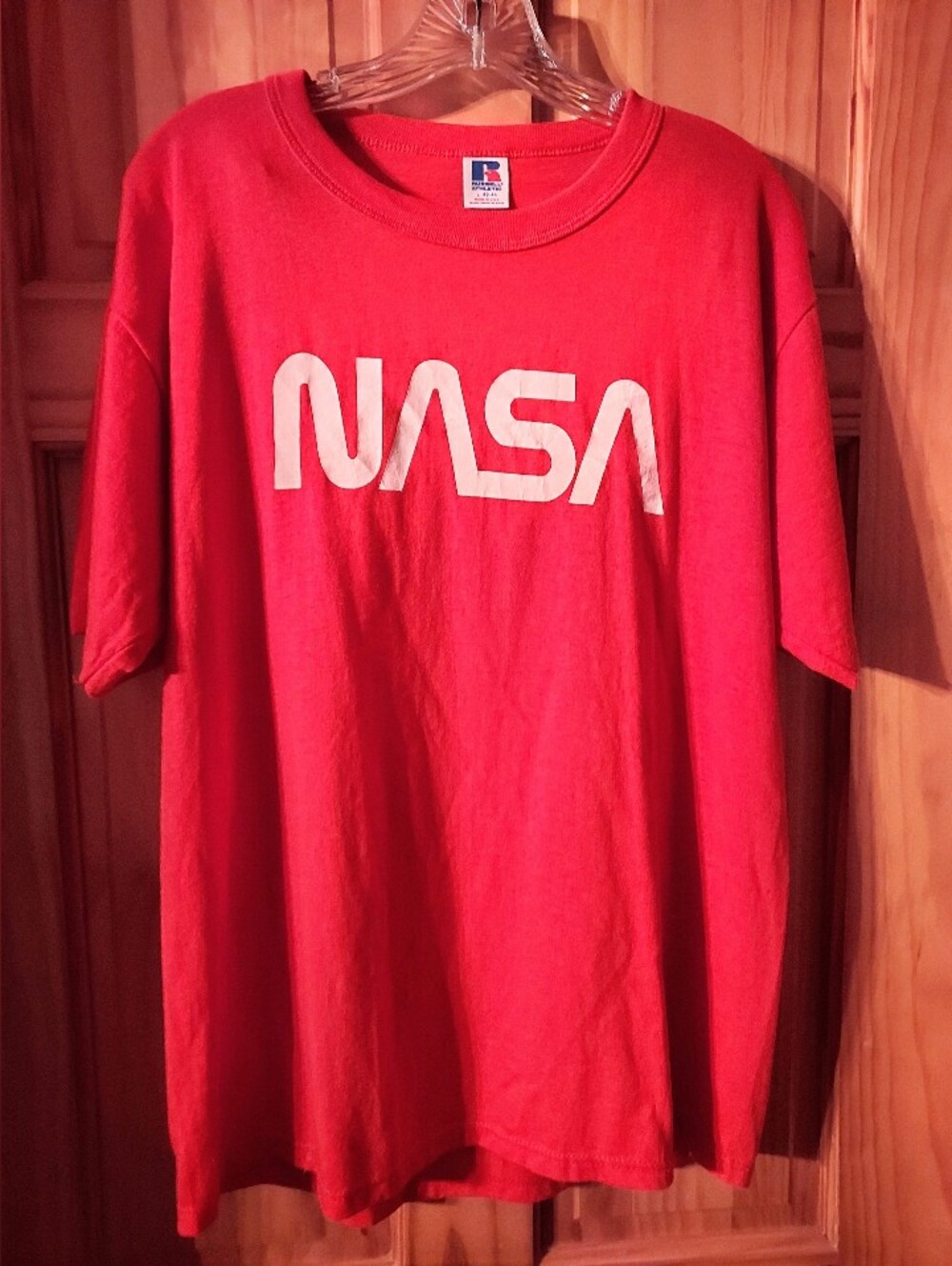 Vintage NASA Red Shirt Single Stitch Sleeves Russell Athletic Large 42/44